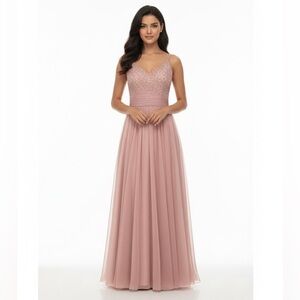 La Femme soft lilac beaded bodice ballgown